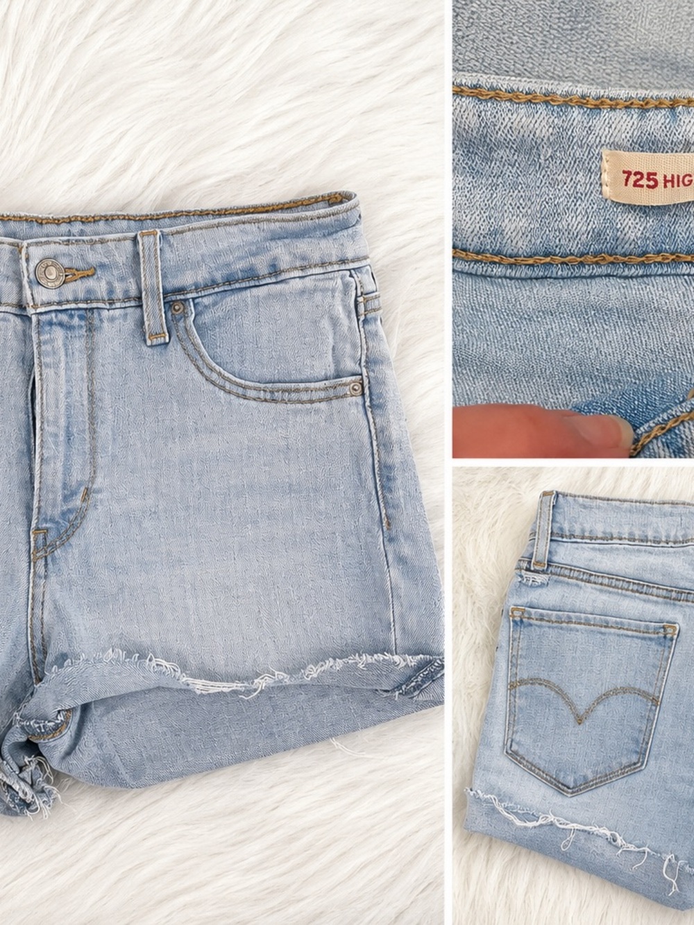 Levi's Light Blue Denim Cutoff Shorts - Picture 2 of 5